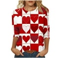 thumbnail image 2 of Cadancy Valentine's Shirts for Women 3/4 Sleeve Heart Print Vintage Tunic Tops Crewneck Loose Casual Cute Tees Fashion Valentines Day Outfits, 2 of 6