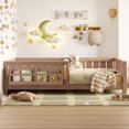 thumbnail image 2 of Bellemave Twin Size Floor Bed with Bookshelf, Wood Montessori Beds with Slats and Safety Guardrail, Low Profile Twin Bed Frame with Fence, No Box Spring Needed (Natural), 2 of 9