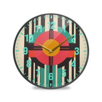 Yayeee Wall Clock Battery Operated 11.9" Silent Non-Ticking for Living Room, Geometric Circle