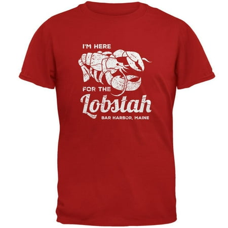 Here for the Lobstah Lobster Distress - Bar Harbor Maine Mens Soft T