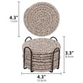 thumbnail image 6 of 8 Pack Boho Drink Coasters with Holder – Round Absorbent Braid Woven Coasters, Rustic Cup Mats Tabletop Bar Decor for Coffee, Drinks and Glassware (Grey), 6 of 6