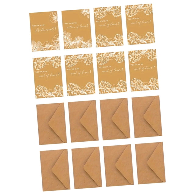 Rongfmy 8 Pieces Bridesmaid Proposal Cards Classic Floral Kraft Paper with Envelopes