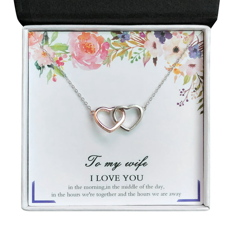 Wife Greeting Card Sterling Silver Linked Hearts Necklace Womens Ginger  Lyne Collection 