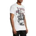 thumbnail image 5 of Teelocity Men's Playing Card Skeleton Joker and Queen Pinup Girl White Relaxed Fit Short Sleeve Graphic T-Shirt, 5 of 6