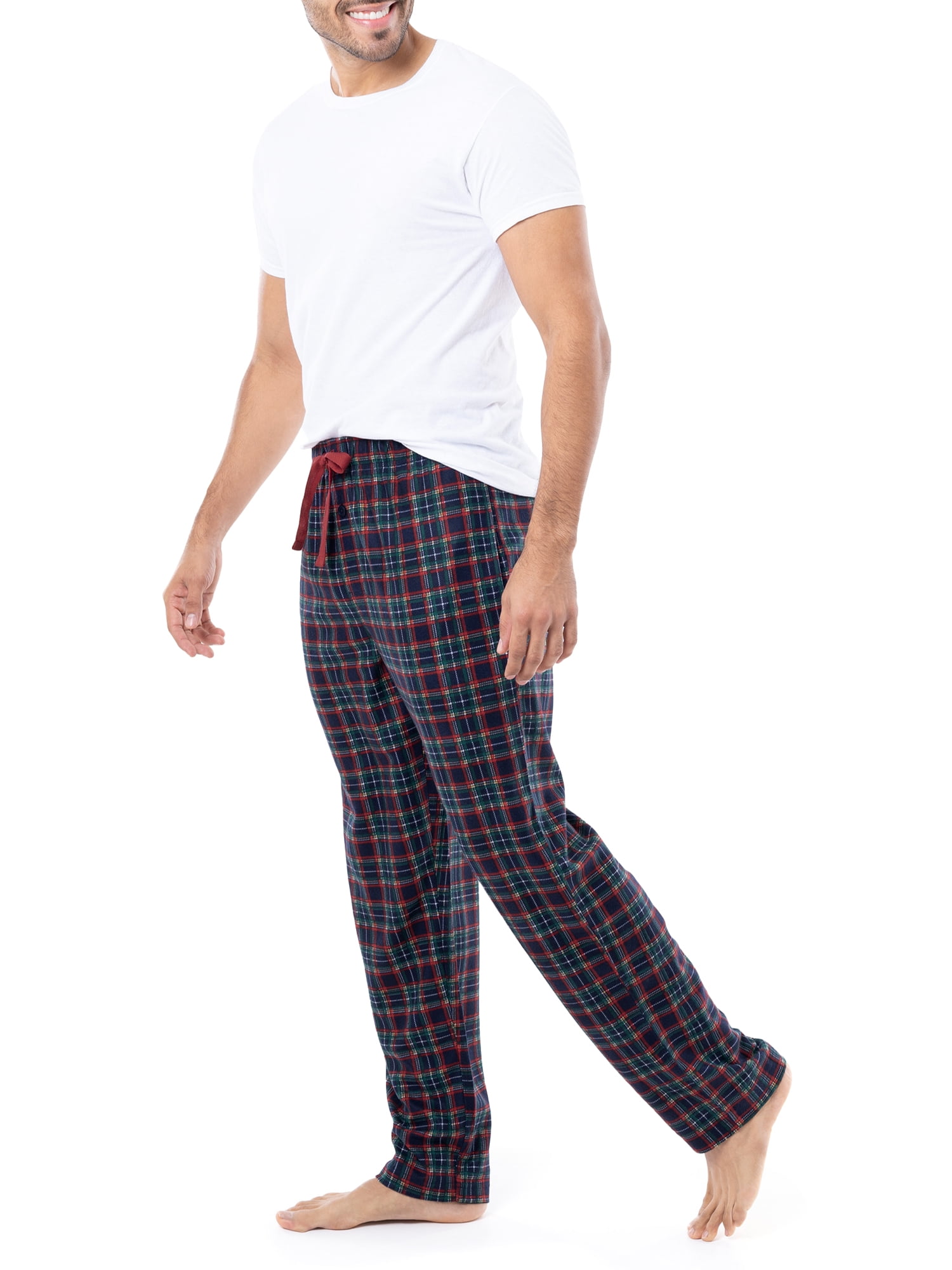 Fruit of the Loom Men's Holiday and Plaid Print Soft Microfleece Pajama Pant 2-Pack Bundle