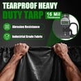 thumbnail image 3 of Tarp Waterproof 16x20Ft, Extra Thick 16 Mil Heavy Duty Tarp Cover, Tear & Fade Resistant, Outdoor Tarps with Brass Grommets and Reinforced Edges for Roof, Camping, Patio, Boat (Black/Green), 3 of 6