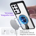 thumbnail image 4 of Magnetic for Galaxy S21 Ultra Case with Ring Kickstand,[10 FT Military Grade Drop Protection] Slim Protective Translucent Matte,TPU+PC Luxury Protective Phone Case Black 23-s21u-01, 4 of 13
