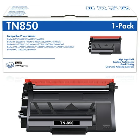 TN-850 TN850 Toner Cartridge 1-Pack: Replacement for Brother TN 850 TN820 High Yield Black for MFC 5850DW L5900DW HL-L6200DW HL-L5100DN Printer