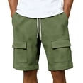 thumbnail image 2 of Nmnitkp Mens Shorts Waffle Knit Cargo Shorts Elastic Waist Drawstring Multi-Pocket Lightweight Breathable Casual Summer Athletic Shorts Army Green,2XL, 2 of 6
