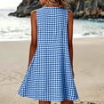 thumbnail image 6 of ClodeEU Women's Crew Neck Sleeveless Plaid A Line Mini Dress,Solid Casual Summer Swing Dress Blue-Plaid,Women's Plus S, 6 of 8