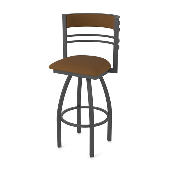 860 Hunter 36" Swivel Bar Stool with Pewter Finish and Canter Thatch Seat and Back