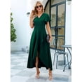 thumbnail image 6 of Women'S Long Formal Dresses Split Elegant V Neck Wrap Ruffle Wedding Guest Dresses Green XXL, 6 of 9