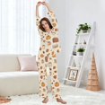 thumbnail image 5 of FORMRS Womens Pajama Set Long Sleeve Top and Pants with Pockets Soft Comfy Lounge Sleepwear, Sizes S-2XL, Fall Beige Pumpkin, 5 of 7