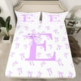 thumbnail image 2 of Castle Fairy Bowknot Alphabet E 3pcs Twin Sheet Sets for Teens,Dreamy Princess Twin Fitted Sheet,Kawaii Bow Breathable Flat Sheet,Breathable Home Decor, 2 of 7