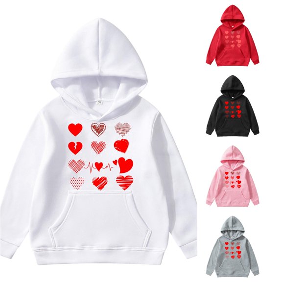 Oiyii Toddler Girls Graphic Hoodie Long Sleeve Printed Casual Hooded Sweatshirt With Pocket Classic Pullover Top,White