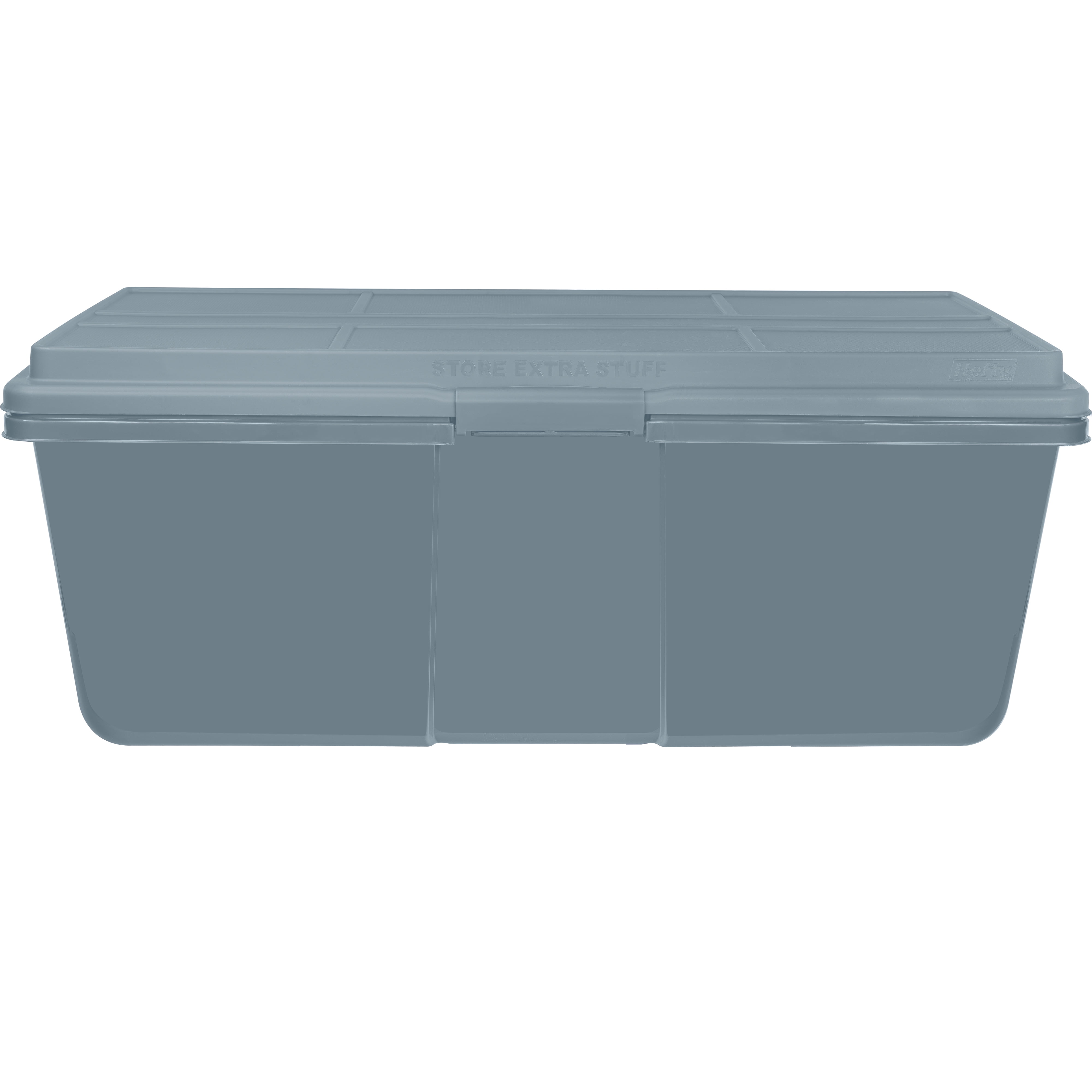 Hefty 28.3 Gallon Plastic Garage Storage Tote, Smoke Blue, Set of
