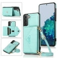 thumbnail image 1 of Wallet Case for Galaxy S21, Detachable Crossbody Lanyard Strap PU Leather+Soft TPU Bumper Magnetic Clasp Back Flip Credit Card Slots Kickstand Cover for Samsung Galaxy S21, Mint, 1 of 10