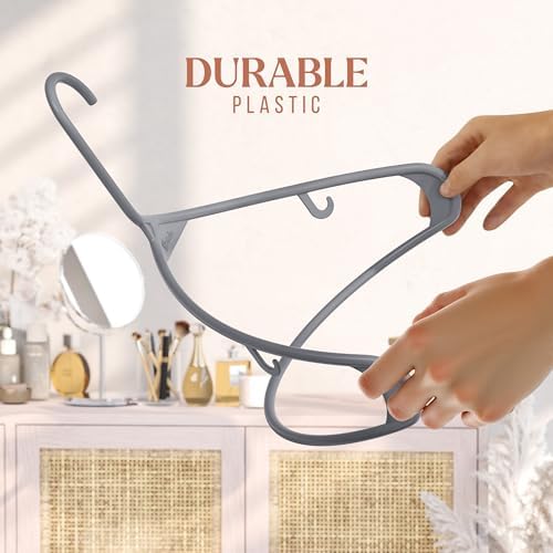 Plastic Hangers 20 Pack Grey - Clothes Hangers - Makes The Perfect Coat Hanger and General Space Saving Clothes Hangers for Closet - Percheros Ganchos para Colgar Ropa Hangars