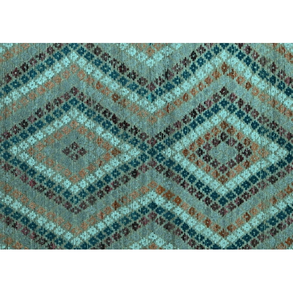 Ahgly Company Indoor Rectangle Abstract Light Blue Modern Area Rugs, 8' x 10'