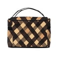 thumbnail image 3 of Handbag Travel Bag Cosmetic Bag 9×6.3×6.7in Multi-Function Bag Large Capacity For Camping Travel Family Travel Argyle Plaid Brown_2, 3 of 6