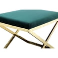 thumbnail image 3 of Sovi 24 Inch Accent Stool Ottoman Bench, Plush Green Velvet, Gold X Base, 3 of 5