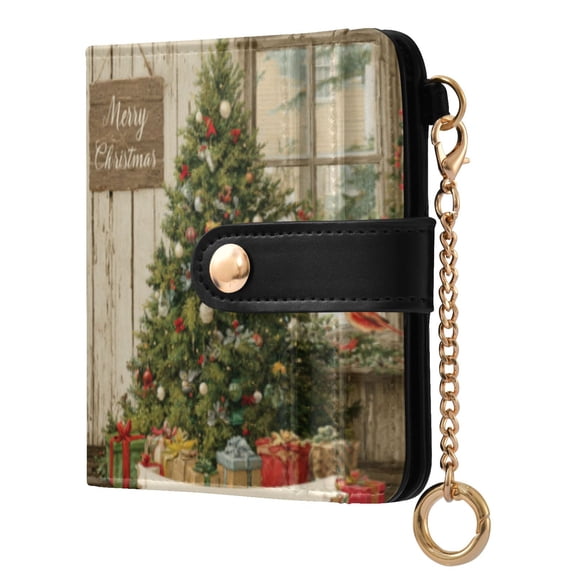 Qxltty Dazzling Christmas Tree Ladies Wallet Rfid Slim Thin Compact Credit Card Women Wallet Zipper Coin Pocket and ID Window for Female Gifts