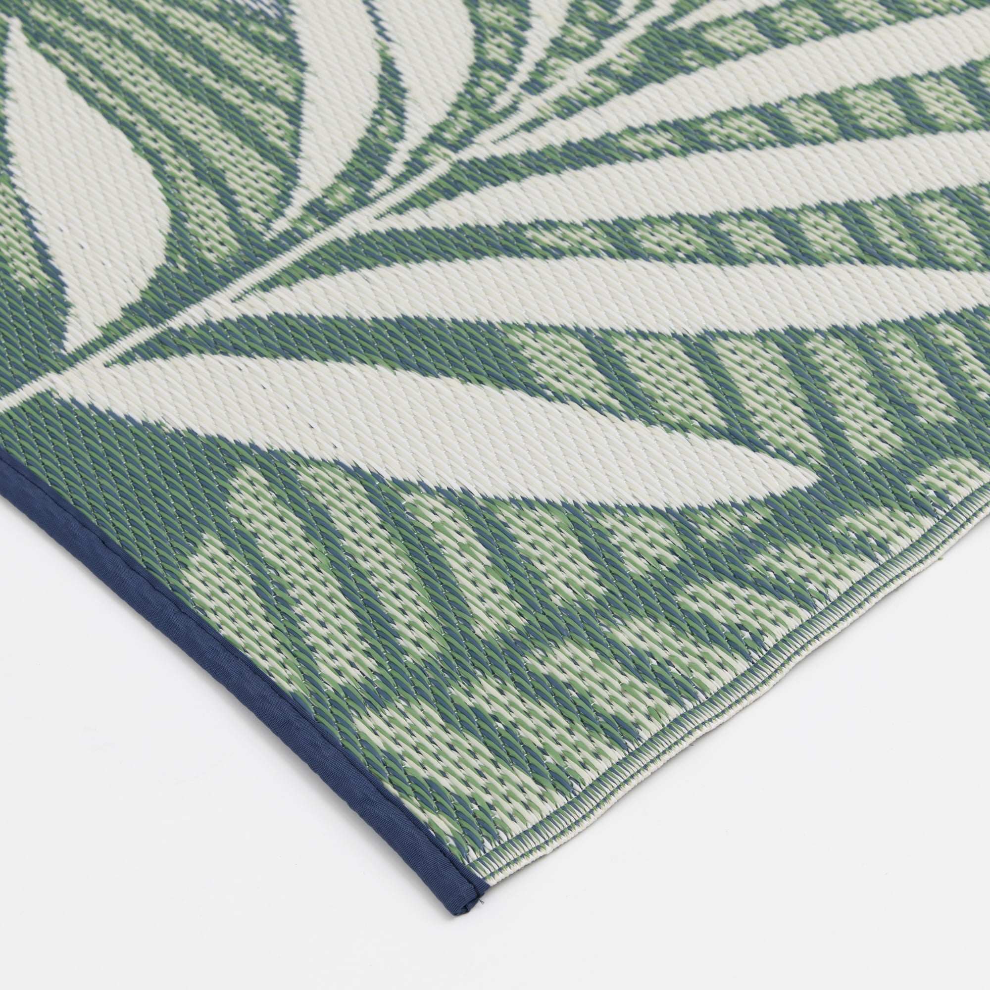 Mainstays Outdoor Rug, Blue/Green Palm, 5 ft x 7 ft