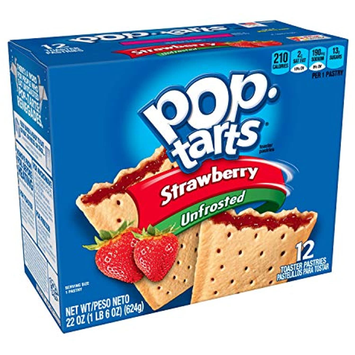 Pop-Tarts Breakfast Toaster Pastries, Unfrosted Strawberry Flavored, 12 Count Per Pack, 22 Ounce