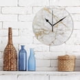 thumbnail image 3 of GZHJMY Round Digital Clock Marble with Golden Texture Creative Decorative Quiet Not Ticking Clock,Bedroom Living Room Bathroom Kitchen Office Wall Ornament (Black 10x10In), 3 of 7