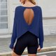 thumbnail image 1 of Karight Open Back Tops for Women Long Sleeve Athletic Shirts Backless Gym Yoga Workout T-Shirt Trendy Blouses with Thumb Hole, 1 of 9