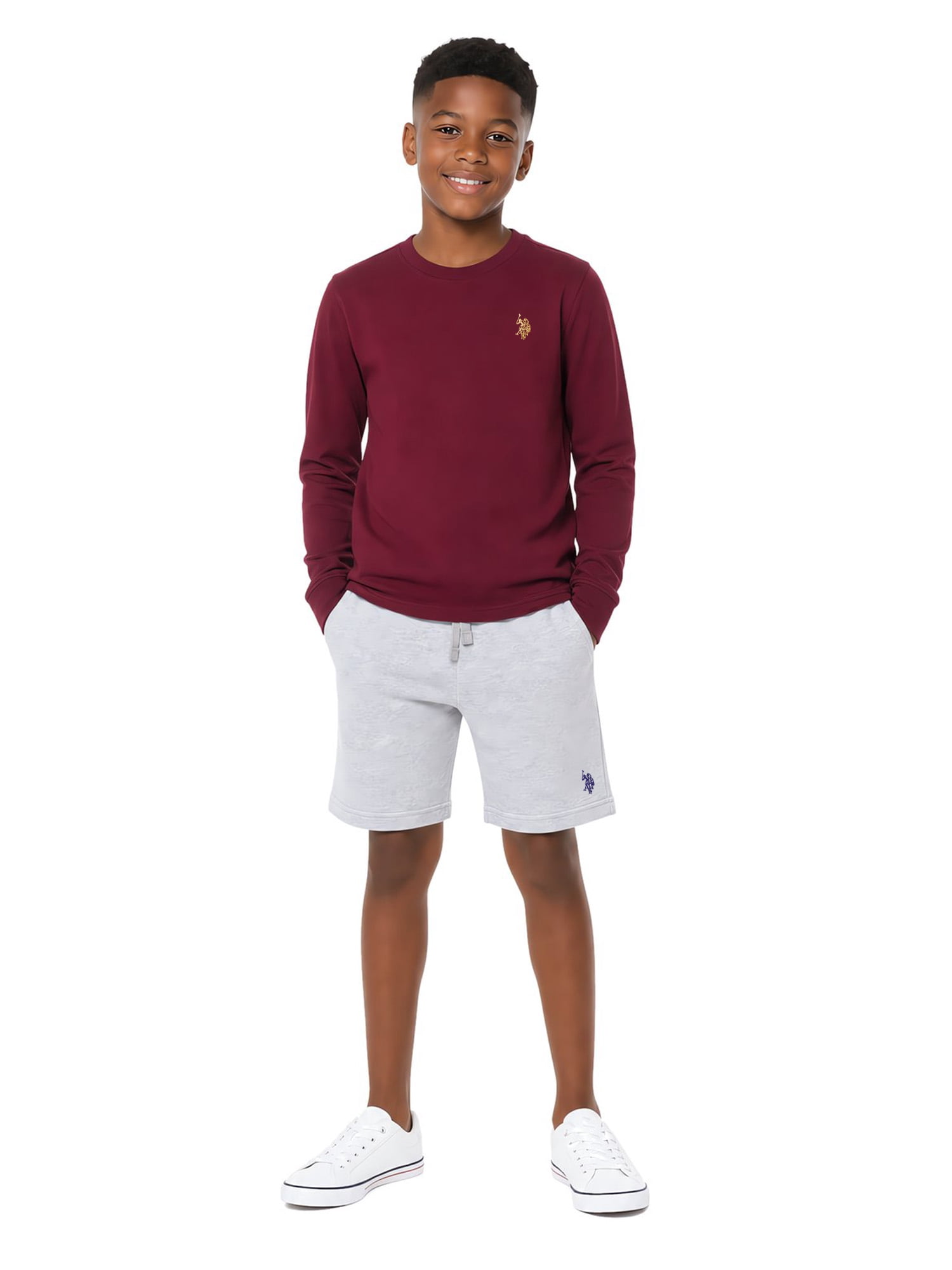 U.S. Polo Assn. Boys Long Sleeve Crewneck Shirt, Sizes 4-18