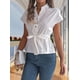 thumbnail image 5 of Blusas de Mujer con Botones, Blusas Casuales de Verano, Camisas Elegantes de para el Trabajo, Blancas, Talla M, 5 of 8