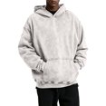 thumbnail image 2 of Havenx Mens Distressed Washed Hoodies Pullover Long Sleeve Hoodie with Pockets Hooded Sweatshirt Comfy Casual Retro Relaxed Fit Fall Winter Clothes,Beige S, 2 of 6