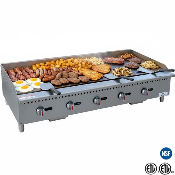 NSF 60" Commercial Countertop Gas Griddle – Extra-Large Cooking Surface for High-Volume Operations