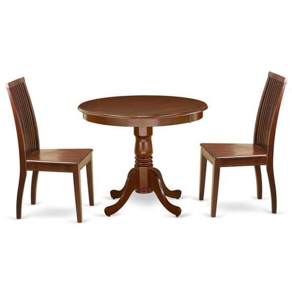 East West Furniture Dining Room Set Mahogany, ANIP3-MAH-W