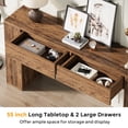 thumbnail image 7 of Condemo 55 inch Farmhouse Console Table with 2 Drawers and LED Light, Rustic Brown, 7 of 7