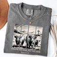 thumbnail image 1 of Follow The Word Not The Herd Highland Cow Christian T Shirt, 1 of 4