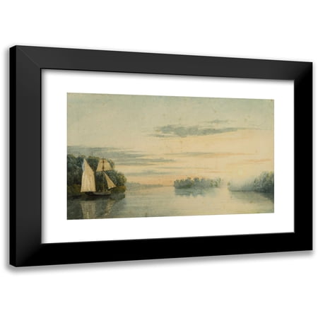 Prilidiano Pueyrredòn 14x11 Black Modern Framed Museum Art Print Titled - Landscape (Three Mouths Tigre) (Between 1840 and 1870)