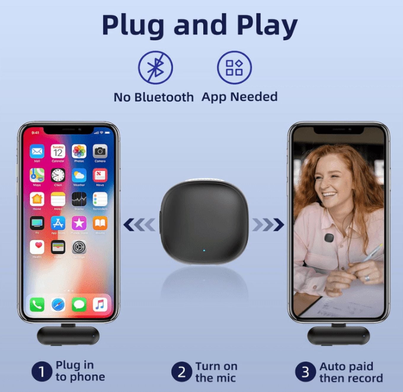 NPTCL Wireless Microphone for iPhone 17 16 15 - Ai Noise Cancelling Mini Microphone USB C for Android Phone, Lavalier Mic with 35H Charging Case for Video Recording Vlogging YouTube Tiktok