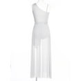 thumbnail image 5 of Kaerm Womens Sleeveless Lyrical Dance Dress Glittery Asymmetrical Shoulder Split Dress Modern Dancewear White S, 5 of 7