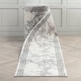 thumbnail image 1 of Well Woven Custom Size Indoor/Outdoor Runner - Choose Your Length - Lezlee Black Retro Border Marble Pattern 27 Inches Wide x 85 Feet Long Runner (27" x 85' Runner) Rug, 1 of 6
