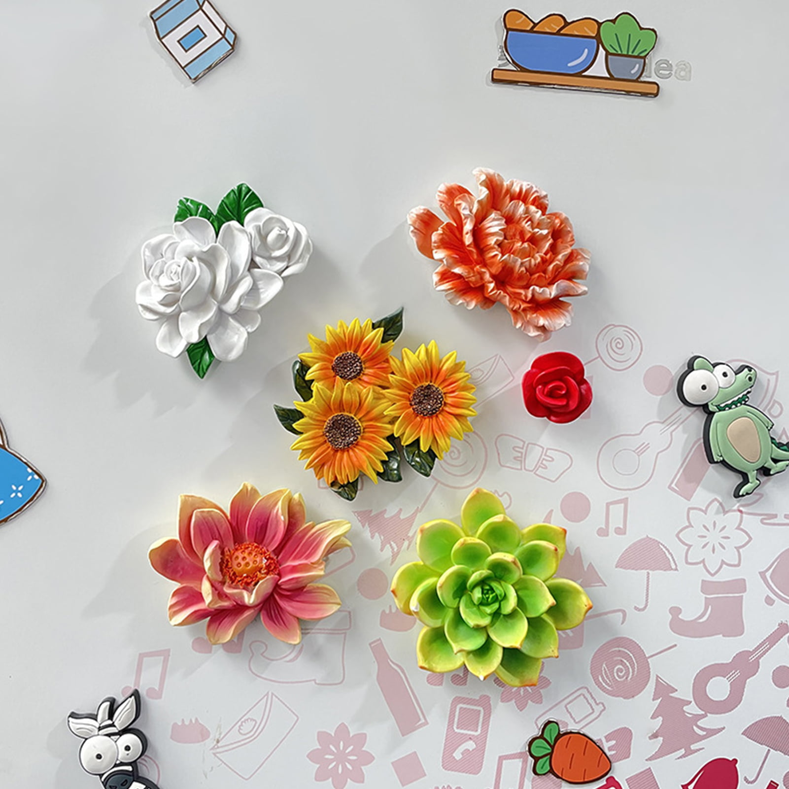 Details about   3D  Refrigerator Wall Kitchen Removable Sticker Magnet Flowers Hawaiian pattern 