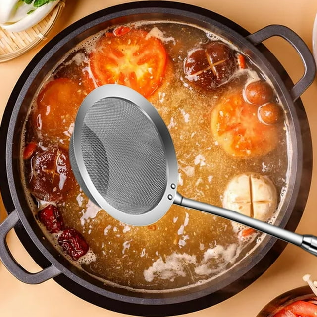 Colador De Acero Inoxidable Colador de embudo de acero inoxidable con mango de madera,colador de malla fina para repostería y cocina (plateado,1 pieza) Rkxzt