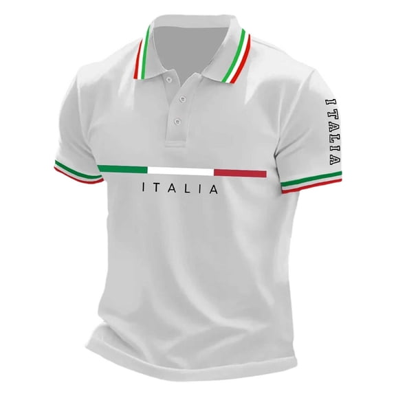LPKRT Men Italian Breathable Polo Shirt - Short Sleeve Button Down Top, Casual Tee for Daily Wear(White-3XL)