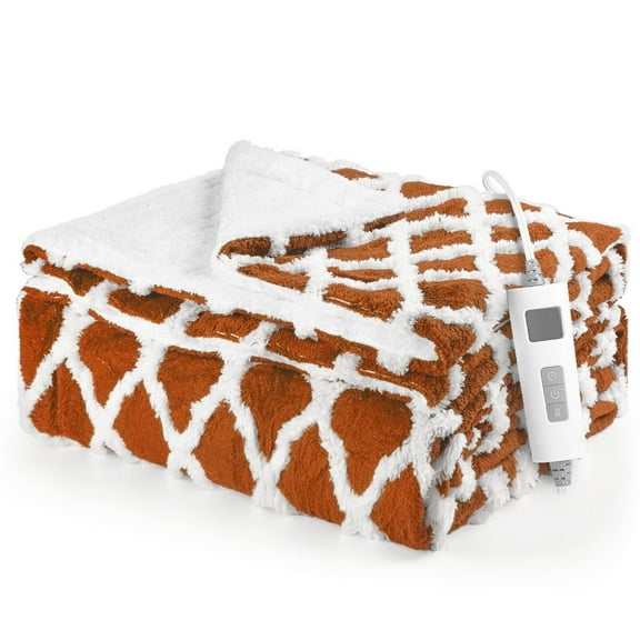 kibhous 50''X60'' Electric Heated Throw Blanket -with 6 Heating Levels , ETL Certified Machine Washable (Orange)