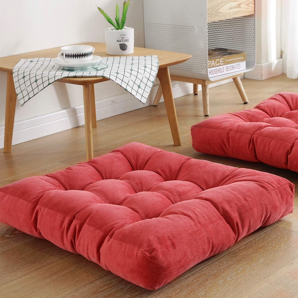 Thicken Solid Color Floor Pillow Seating Cushion for Reading Nook Polyester 