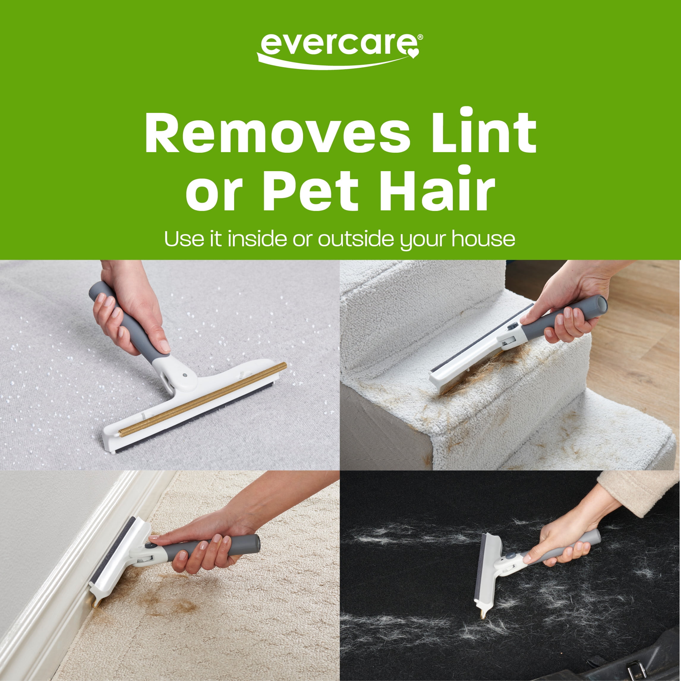 Evercare XL Duo Pet Hair Lint and Remover Tool – Resuable, Dual-Sided Metal & Delicate Comb, Rotating Handle, Furniture, Carpet, Bedding
