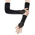 thumbnail image 1 of GDREDA Elegant Opera Length Fingerless Gloves for Bridal Wedding Party Stretch Mesh and Rhinestone Evening Wear Black,One Size, 1 of 2