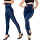 thumbnail image 2 of Leggings elásticos de cintura alta con estampado de rayas imitación denim para mujer - Pantalones térmicos de poliéster para senderismo y yoga para todas las estaciones, 2 of 8