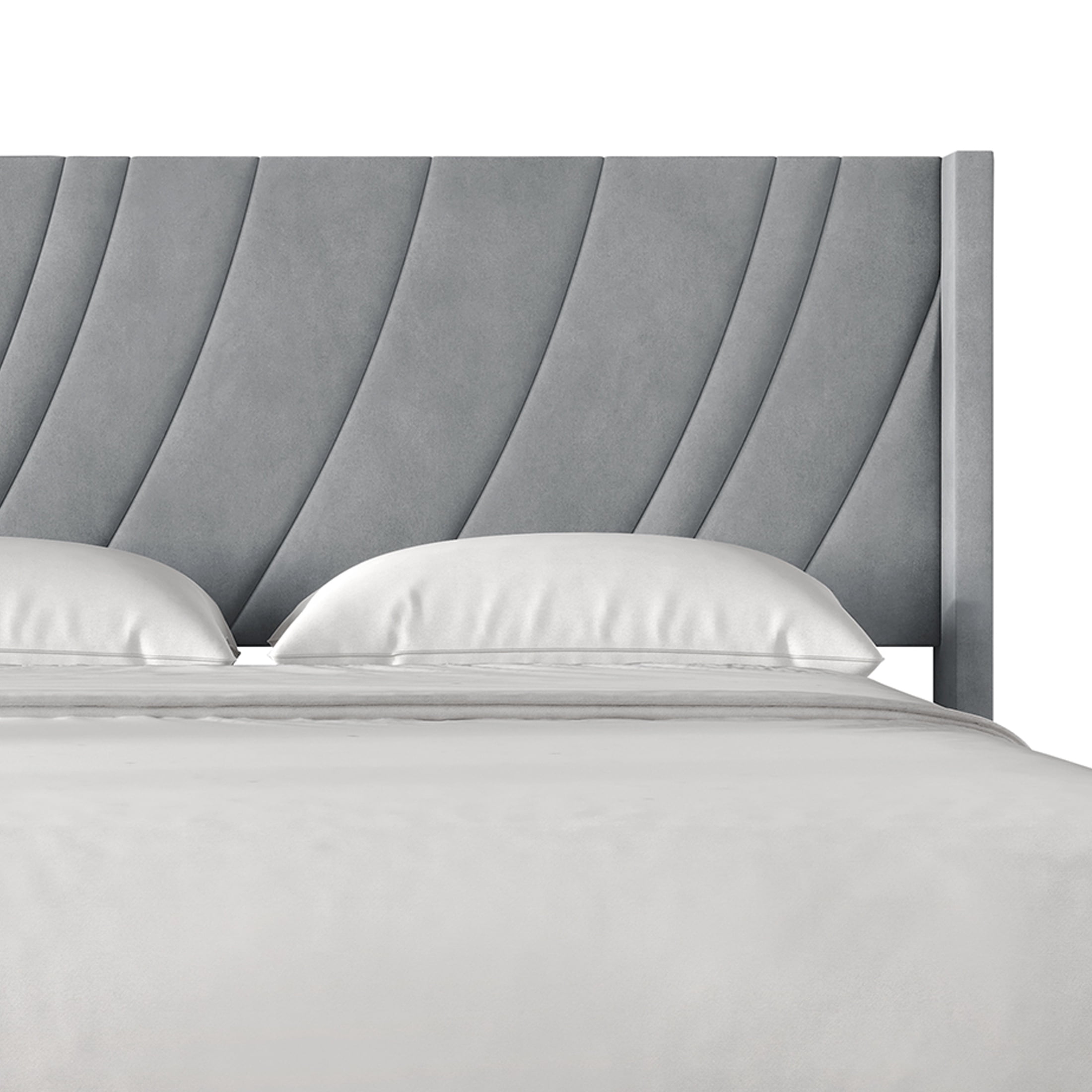 Castle Place Sleek Contemporary Velvet Upholstered Twin Platform Bed, Light Grey